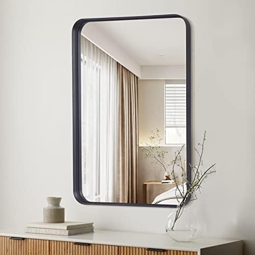 Keonjinn Black Framed Mirror For Bathroom 48 X 30 Inch Large Rectangular Matte Black Vanity Mirror Modern Wall Mounted Home Decor - View #11
