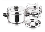 Vinod Stainless Steel Dhokla Cooker – Suitable For Indian Cooking - 3 Tier Stand – Heat-Resistant Knobs – Dust Resistant – Ergonomic Plates – Food Grade Dhokla Plates For Cooker, Electric Pot