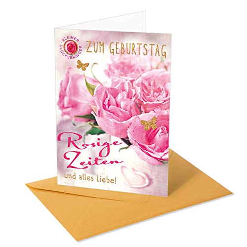 Goldstückchen Grußkarte / Glückwunschkarte zum Geburtstag - Rosa Rosen