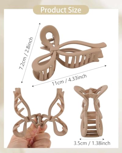 Image of Bakefy- 2 Pcs Bow Hair Claw Clips for Women & Girls, Elegant Ribbon Bow Hair Clutcher Set, Strong Hold Non-Slip Large Claw Clips, Cute Korean Hair Accessories for Thick, Thin, Long & Short Hair