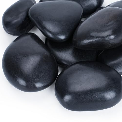 Rahato 20lbs Black Rocks for Planters 3-4 Inch Decorative Rocks for Potted Plants Polished Garden Stones for Outdoor Landscaping Walkways Yard River Rocks for Flower Pots Vase