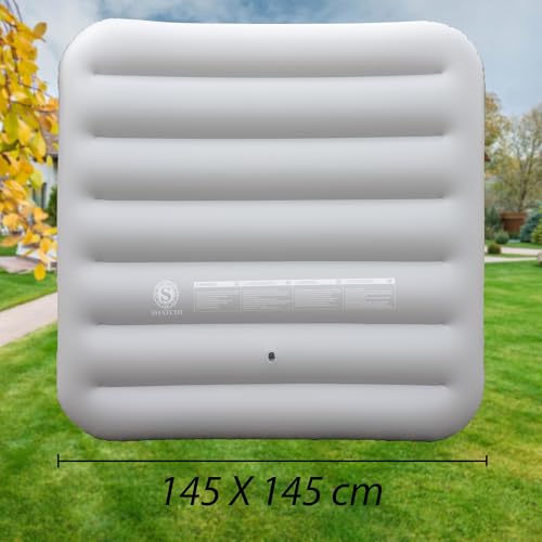 Energiesparende Spa-Abdeckung, aufblasbarer Deckel, schützender Regen-Überlauf, Wärmeisolator, Technologie, quadratische Blase, passend für alle quadratischen Whirlpools von 6 Personen bis 145 cm,