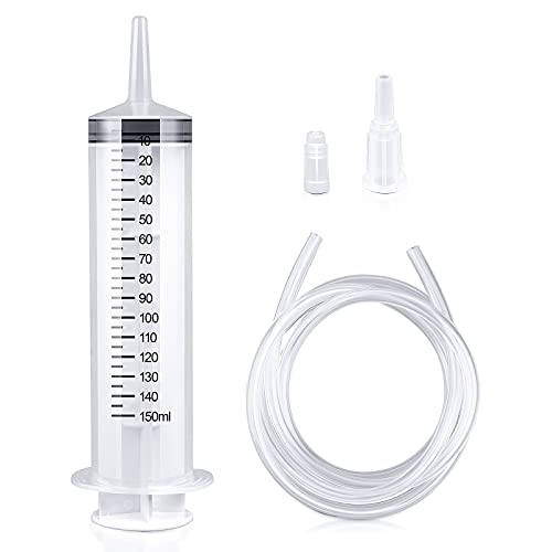 150/250/350/550ml Spritze mit Kunststoffrohre Wiederverwendbare Kunststoffspritze für Öl- oder Leimapplikatoren, Experimente, Pet Fütterung, Industrielle Anwendungen (150ML) Cover