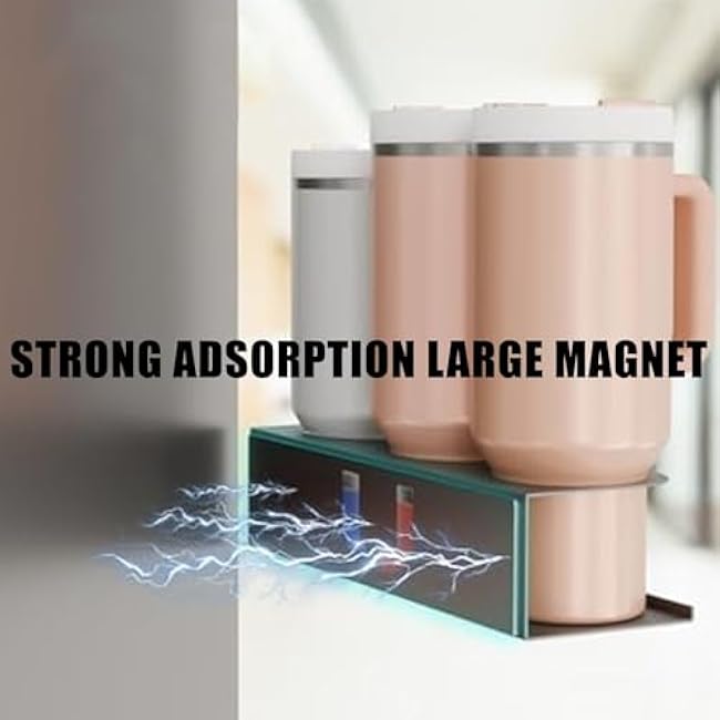 Magnetic Water Bottle Organizer for Stanley 30/40 oz Tumbler,Strong Magnetic Cup Holder for Fridge,Refrigerator Water Bottle Rack,Cup Storage Organizer Magnet Shelf,Space Saving for Kitchen