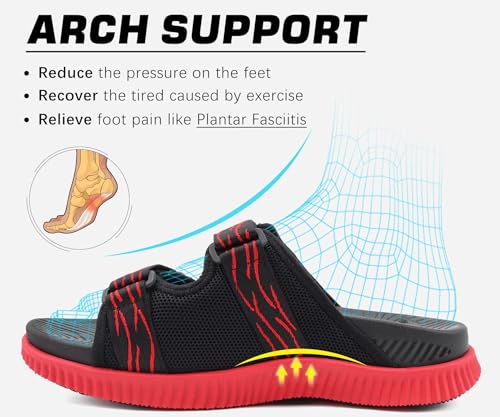 Image of KuaiLu Mens Orthotic Sandals Athletic Thick Cushion Recovery Sport Slides Adjustable Strap Open Toe Walking Sandles With Comfortable Plantar Fasciitis Arch Support