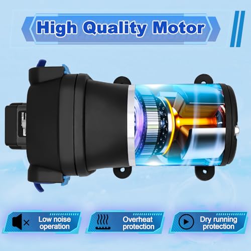 Image of 04406-143A RV Water System Pump,12 Volt DC 3.2 GPM 45 PSI Triplex Diaphragm Automatic Water Pump For Boats and RV Deliver Water
