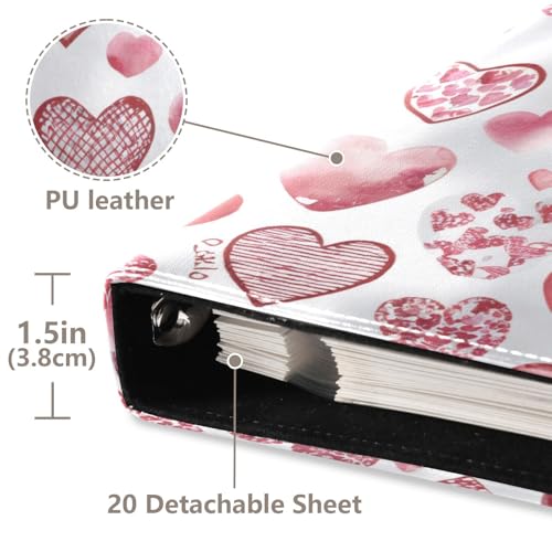 Álbum de fotos adhesivo DIY Scrapbook acuarela corazones románticos día de San Valentín 3 anillas álbum de fotos 40 páginas 8x10 para recuerdos miniatura 4