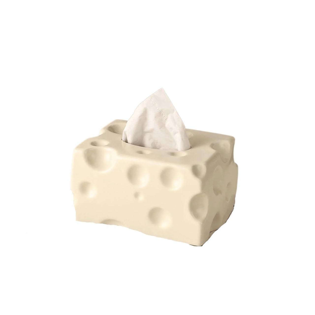 Aimanqi White Creative Cheese Tissue Box Holder Simple Dryer Sheet Container Napkin Toilet Paper Organizer Paper Box Towel Dispenser(White)