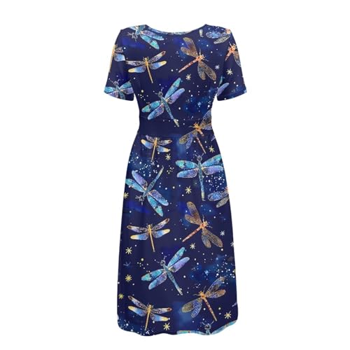 Image of Women's Summer Formal Dresses Short Sleeve Wrap V Neck Dresses Bridesmaid Wedding Guest Dress with Pockets