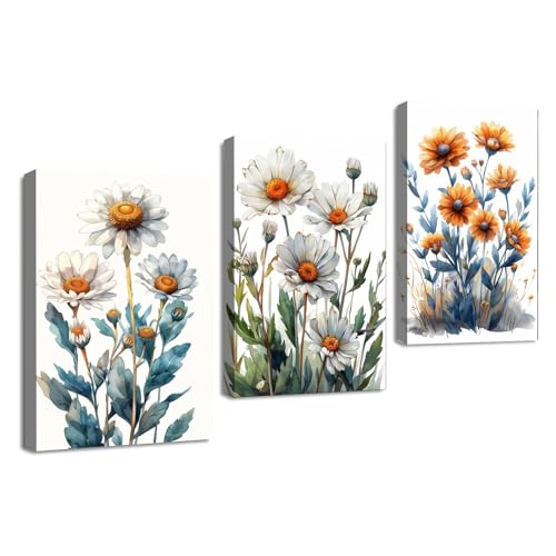 Tableaux décoratifs muraux aquarelle Blanc 147 lot de 3 cadres 50x70cm pour salon
