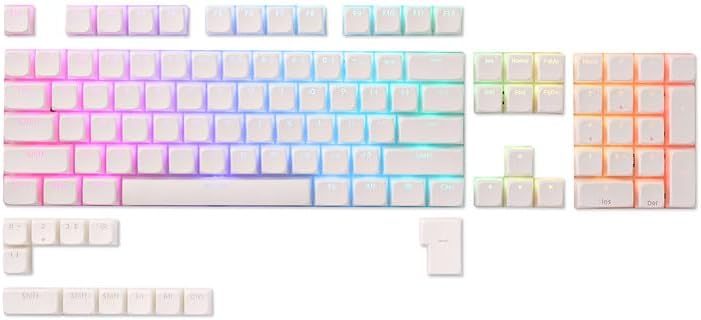 LTC LavaCaps PBT Double Shot 116-Key Pudding Keycaps Set, Translucent XDA Profile for ISO & ANSI Layout 61/68/84/87/104 Keys Mechanical Keyboard, with Keycap Puller - (Only Keycaps), White