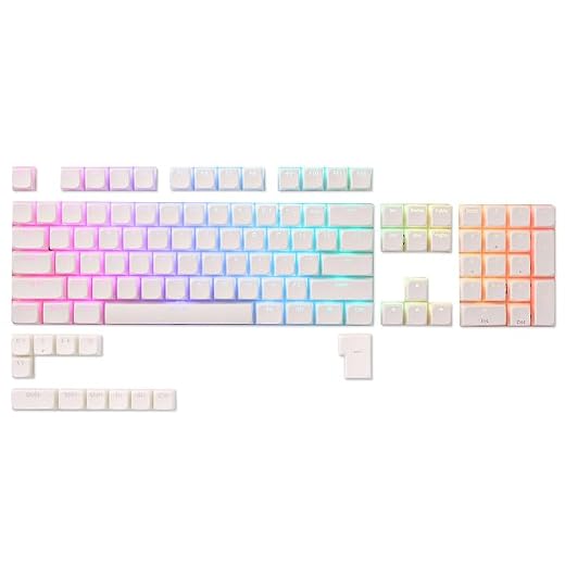 LTC LavaCaps PBT Double Shot 117-Key Pudding Keycaps Set, Translucent XDA Profile for ISO & ANSI Layout 61/68/84/87/104 Keys Mechanical Keyboard, with Keycap Puller - (Only Keycaps), White