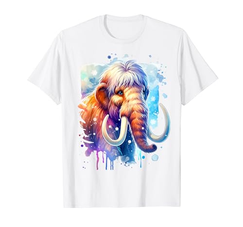 Colorful Woolly Mammoth Cute Preistoric Animal Lovers Maglietta