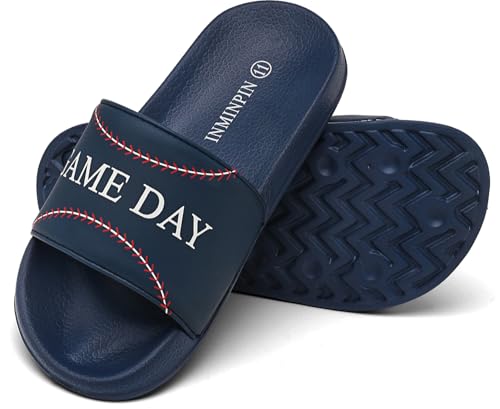 Image of INMINPIN Kids Boys Girls Ball Sprots Slides Sandals Ultra Comfortable Beach Pool Shower Shoes House Slide Indoor Outdoor for Sports Fan