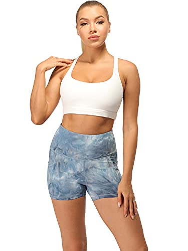 Icyzone Sports Bras For Women - Activewear Strappy Padded Workout Yoga Tops Bra (M, Off White) #TOP1