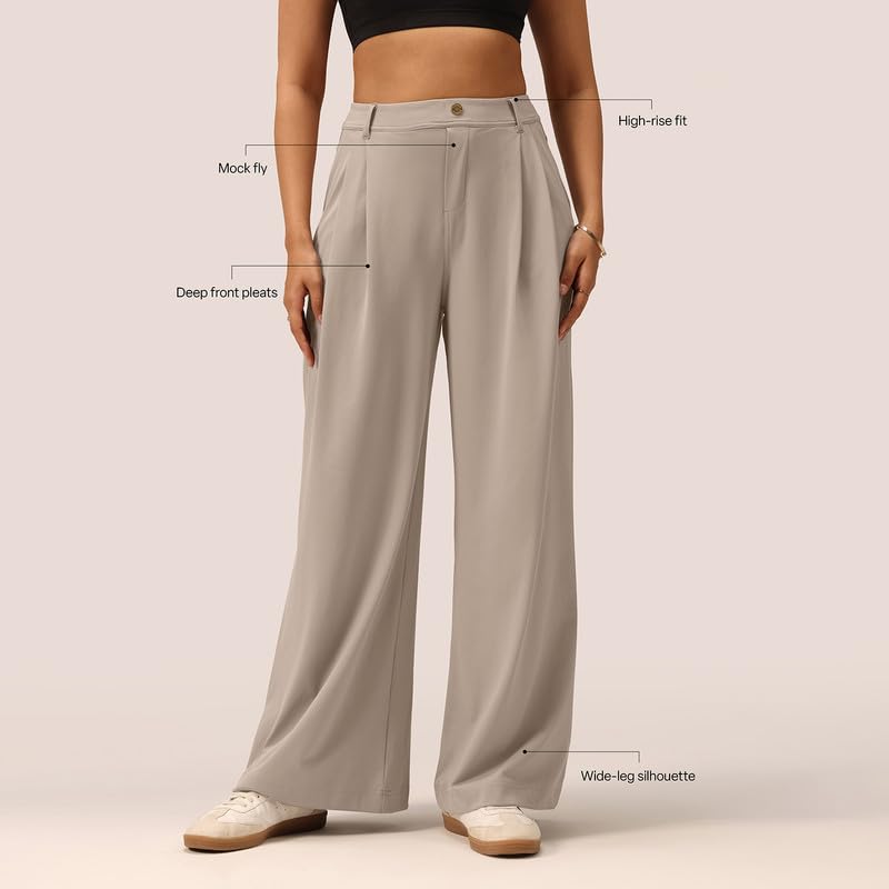 Image of BlissClub Womens Cloud Korean Pants, High-Rise fit, Wide-Leg Silhouette, Soft-Handfeel, All-Day Comfort, Citywear