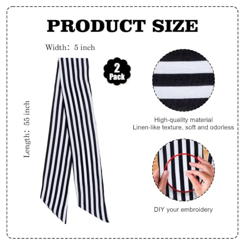 2 Pack, Black and White Striped Wreath Sash for Front Door  - image 2