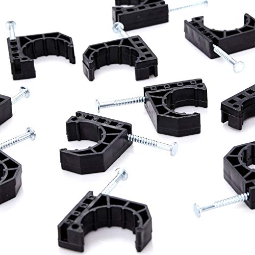 Litorange 55 Pcs Black Half Clamp J-Hook With Nail For 3/4" Pex Tubing Pipe Support #TOP4