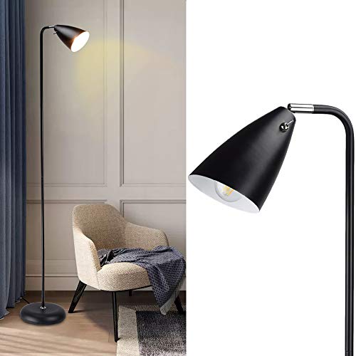 Depuley Lámpara de pie LED E14, orientable 360°, vintage, para habitación infantil, con interruptor, máx. 15 W, 1 bombilla de pie, lámpara de lectura de hierro, para estudio, oficina, dormitorio,