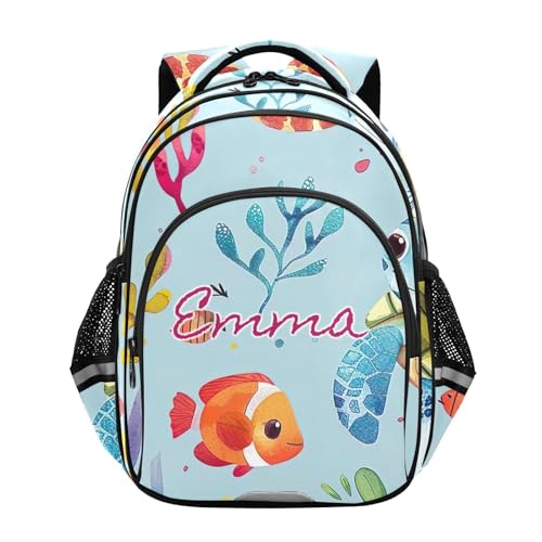 Sac à dos personnalisé tortue marine bleu pour la rentrée des classes en primaire