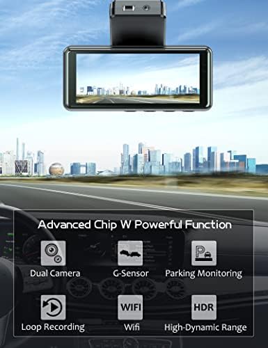 Dash Cam Front and Rear, FHD 1080P WiFi Dash Cam Smart, Dash Camera with SD Card, 3.16" Screen Car Dashcam with Enhanced Night Vision,Adjustable Car Camera, 24Hrs Parking Mode, Motion Detection,WDR