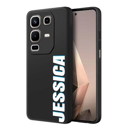 Image of Fashionury Back Cover Case for Infinix Note 50s 5G | Matte Soft Silicon Flexible | Camera Bump Protection | Customized Name with Your Phone Back Cover Black (Pattern 3)