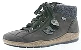 Weicher Gehcomfort Rieker L6904 Damen Kurzstiefel, Stiefelette, Schnürstiefel, Boot, Schnürboot, Lammwollfutter, Tex, herausnehmbare Innensohle grau kombi (anthrazit/schwarz/schw-silber/altsilber/schw/anthr / 45), EU 37