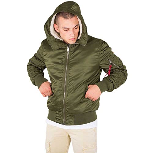 Alpha Industries Herren MA-1 Hooded Bomberjacke, Dark Green, X-Large