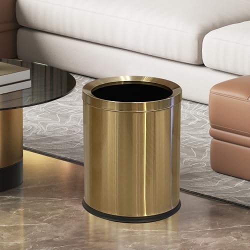 Bote de basura de acero inoxidable de 12 litros abierto color oro para cocina y oficina moderna 2