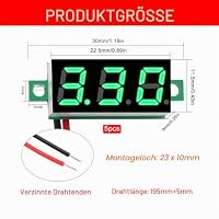YIXISI 5 Stück 0.28 Zoll Mini Digital Voltmeter, Messbereich DC 2.4V-30V Zwei-Draht Spannungsprüfer, Verpolungsschutz und Genaue Druckmessung (Grün) – Ansicht 2