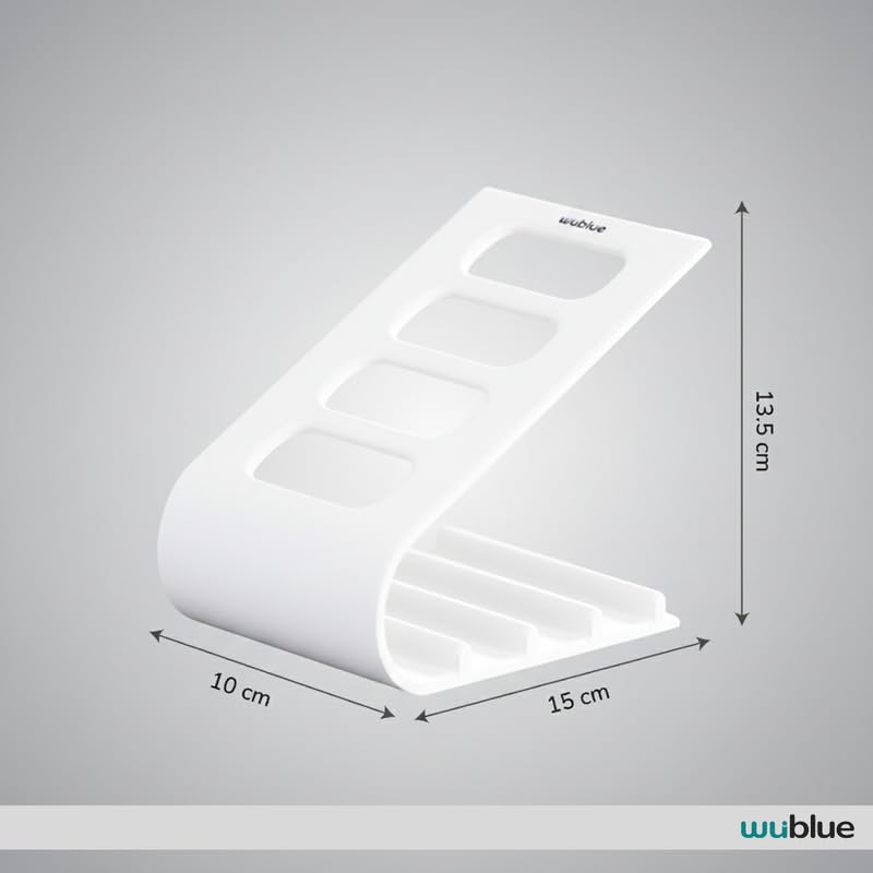 Image of SleekDock - Remote Holder Stand | Holds up to 4 Remotes | Ergonomic Slant Design | Desk & Living Room Organizer (White) Pack Of 2