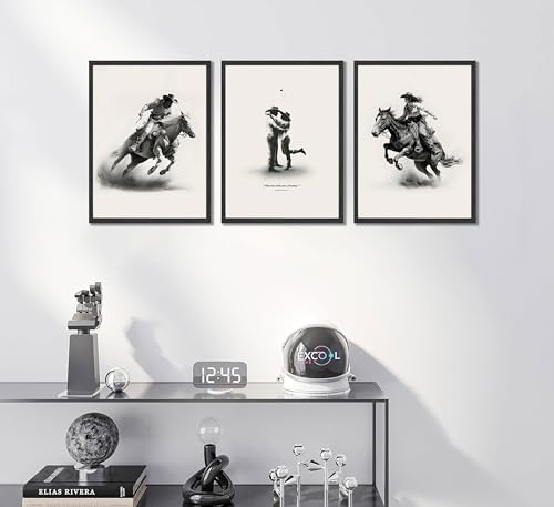 Mhyidut 3 Pcs Western Cowboy Wall Art Vintage Cowboy Posters Simple Romantic Cowboy Couple Canvas Paintings Pictures Western Eclectic Wall Decor Home Bedroom Living Room Decor Unframed thumb #3