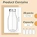 Roshtia 30 Pack Silver 4oz 120ml Plastic Mini Milk Bottles Bulk Juice Shot Bottles with Lids Small Beverage Drink Containers for Restaurants Desserts Milk Iced Milkshakes Homemade