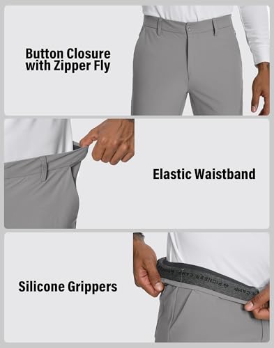 Pioneer Camp Herren Golfhose Stretch Atmungsaktiv Elastischer Bund Lang Golf Pants mit Funktionelle Taschen Grau Grey Größe:32