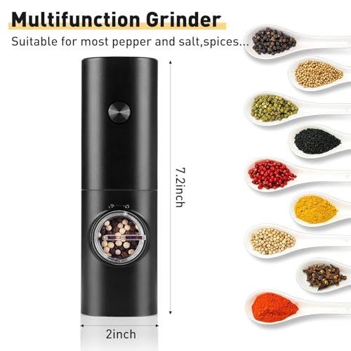 Image of AVIARA Electric Salt and Pepper Grinder - Modern Battery Operated Mill with LED Light, Adjustable Ceramic Grinder, Perfect for Spices and Seasoning(Pack of 1)