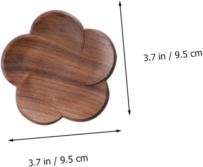 KICHOUSE 4pcs Quality Black Walnut Coasters Petal Coasters Set Modern Cup Mats for Dining Tea Accessories Cup Holder