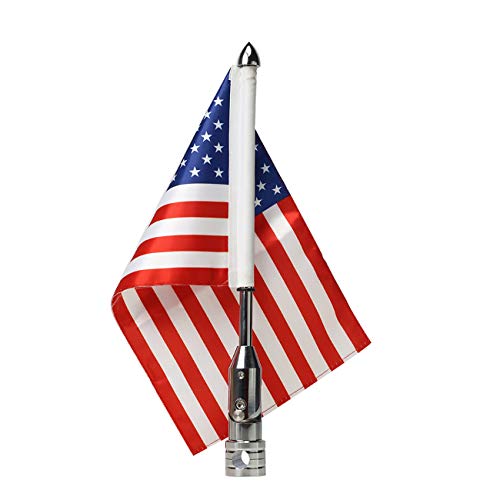 Image of Fold Down Motorcycle Flag Mount ＆ 6 by10 Inches Red Line Motorcycle US Flag for Harley Road King Touring Spring Honda Goldwing fit 1 /2 Luggage Rack Chrome Motorcycle Flag Pole