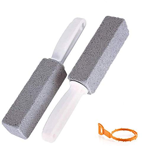 Kalolary Pumice Stone for Toilet Bowl Cleaning, Hard Water Toilet Bowl Ring Cleaner, Stains and Paint Pool Tile Remover for Kitchen Grill Bath Spa Tile Household Cleaning (2 Pack with a Sewage Strip)