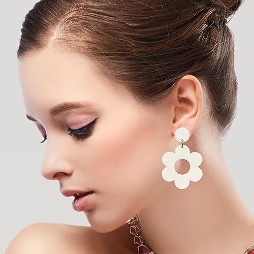 YUNXI Acrylic Flower Earrings Daisy Drop Dangle For Women Y2k Resin Floral Studs 60/70s Retro Flowers Earrings4