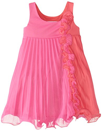 Bonnie Jean Little-Girls 2T-6X Fuchsia Pink Colorblock Wire Ruffle Pleated Chiffon Dress