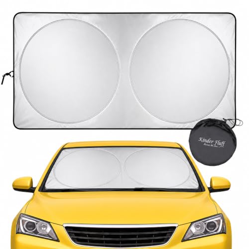Kinder Fluff Pare-Soleil pour Pare-Brise | Couvre-Pare-Brise R&eacute;fl&eacute;chissant et Pliant & Bloque 99% des Rayons UV | Accessoires pour Fen&ecirc;tre de Voiture et Int&eacute;rieur | Paresoleil - P (150x72cm)