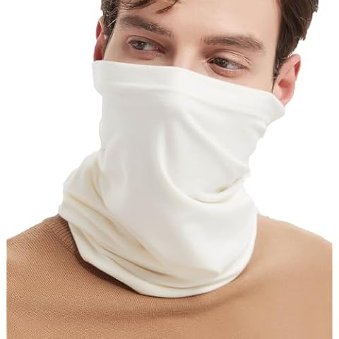 TAMOUKOC Wool Ski Neck Gaiter, Neck Warmer Scarf Lightweight Thermal Winter Accessories for Women & Men (White) Cover