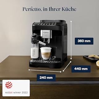 De'Longhi Magnifica Evo ECAM 292.81.B Kaffeevollautomat mit Milchsystem, 7 Direktwahltasten für Cappuccino, Espresso und weitere Kaffeespezialitäten, intuitives Bedienfeld, 2-Tassen-Funktion, Schwarz