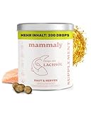 Lachsöl Drops für Hunde - 200 Leckerli (340g) von mammaly - Mit Lachs, Vitamin D & Omega 3 für Haut und Fell/Skin & Coat, Fellpflege & Hautpflege - Kann bei Haarausfall unterstützen für deinen Hund