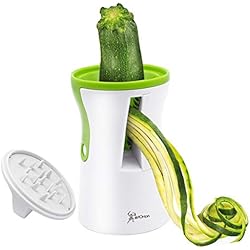 Cortador En Espiral Spirelli Cortador en Espiral para Cortar Verduras, Rallador de Verduras, Cortador en Spirelli Manual, Adecuado para Zanahorias, Pepinos y Calabacin Pasta (Blanco y Verde)