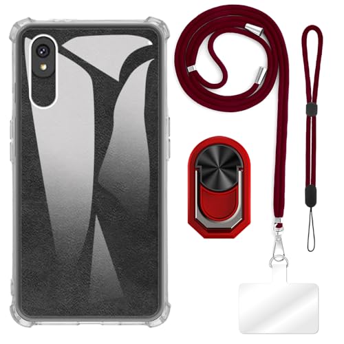 ESACMOT [4 in 1] �P�[�X Bigme HiBreak Plus 4G �Ƃ̌݊�������A�X�g���b�v�A���X�g�o���h�A�����O�t���A�ϏՌ��ی�J�o�[���s�p�Z�b�g (�N���A�P�[�X + ���b�h�Z�b�g)