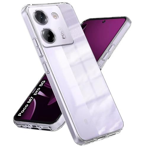 Image of Amazon Brand-Solimo Mobile Cover for Poco M7 Pro 5G (Soft & Shockproof Back Case with inbuilt Cushioned Edges), Clear