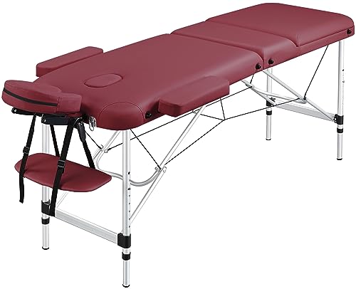 Yaheetech 3 Zonen Massageliege Klappbar & Höhenverstellbar Aluminium Massagetisch inkl. Abnehmbarer Kopfstütze & Armlehnen 60