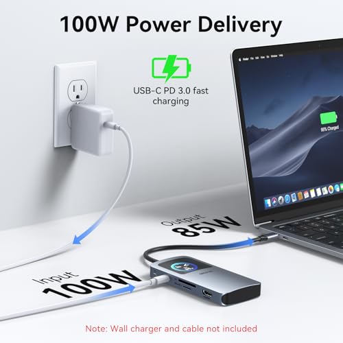 Image of USB C Hub HDMI Adapter for MacBook Pro /Air, MOKiN 7 in 1 USB C Dongle with HDMI | for MacBook Pro /Air /Neo 7 in 1 Dongle with 4K HDMI, USB A, USB C Port, SD /micro SD Slot, 100W PD Port