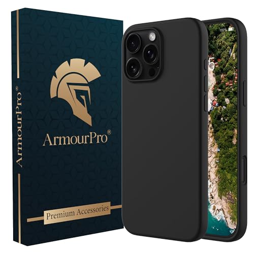 Image of ArmourPro Silicone Back Case for iPhone 16 Pro Max, Soft-Touch Case | Black